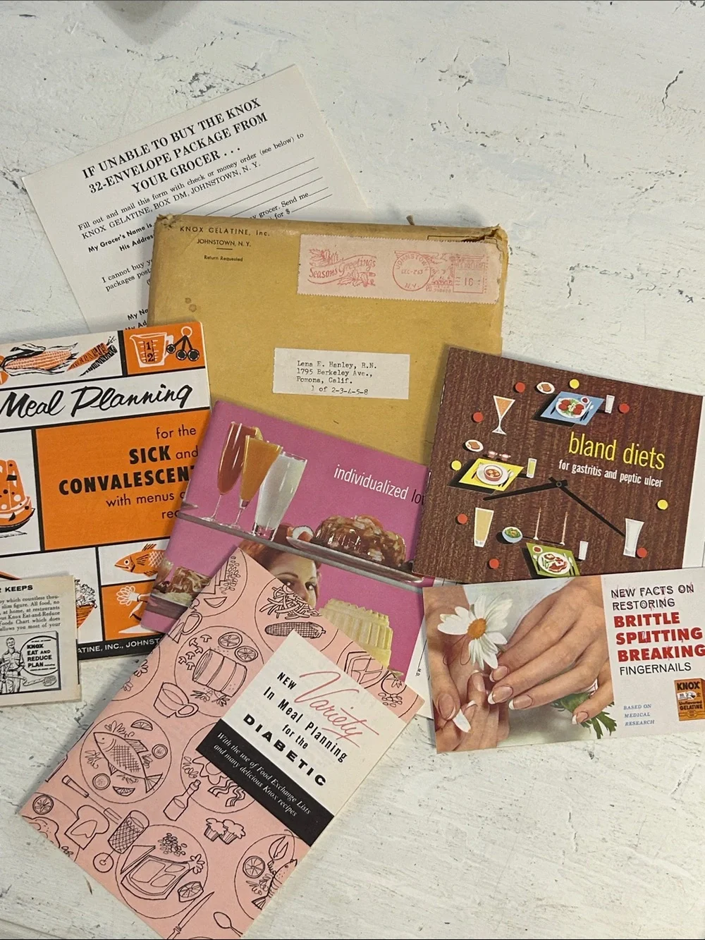Vintage Knox Recipe & Meal Planning Booklet Set - Pink, Brown, Cream